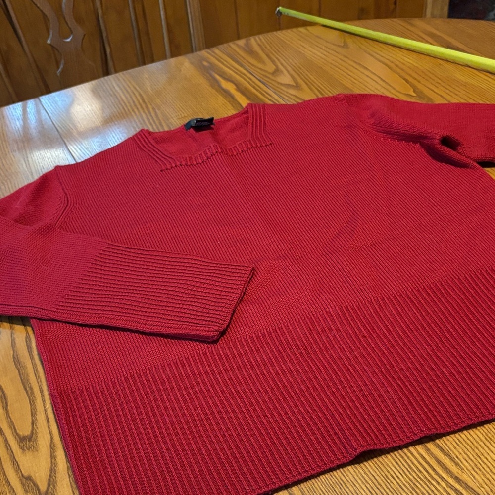 Vibrant Red V-Neck Men's Sweater